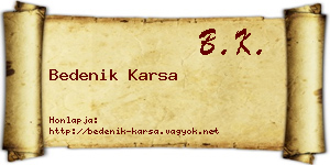 Bedenik Karsa névjegykártya
